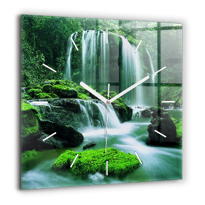 Szögletes üvegóra 60x60 Vízesés moha között