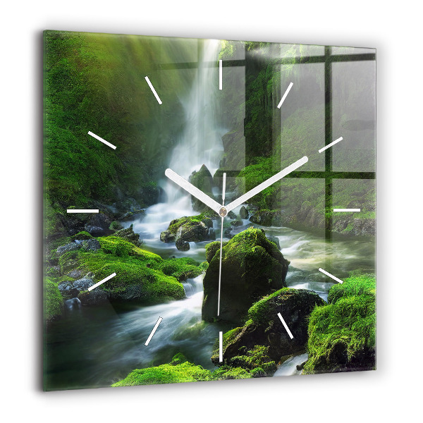 Szögletes üvegóra 60x60 Vízesés és sziklák