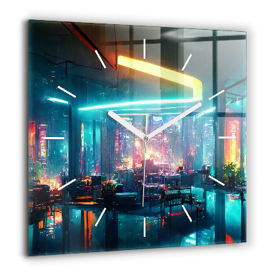 Szögletes fali üvegóra 60x60 Város cyberpunk stílusban