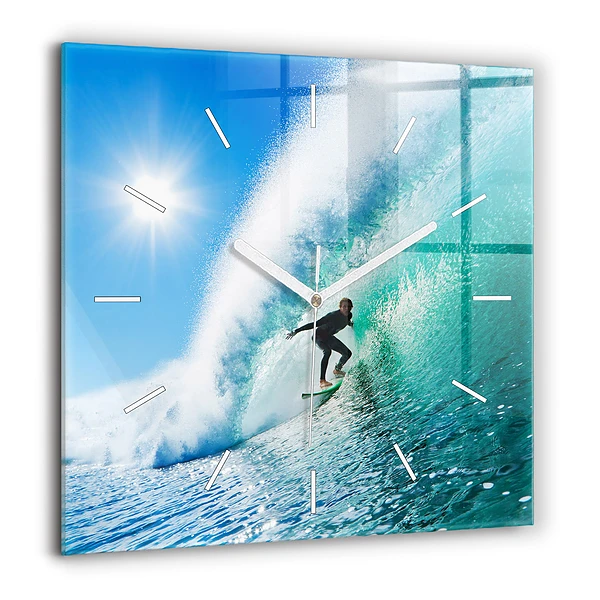 Négyzet alakú üvegóra 60x60 Szörfözés Hawaiin
