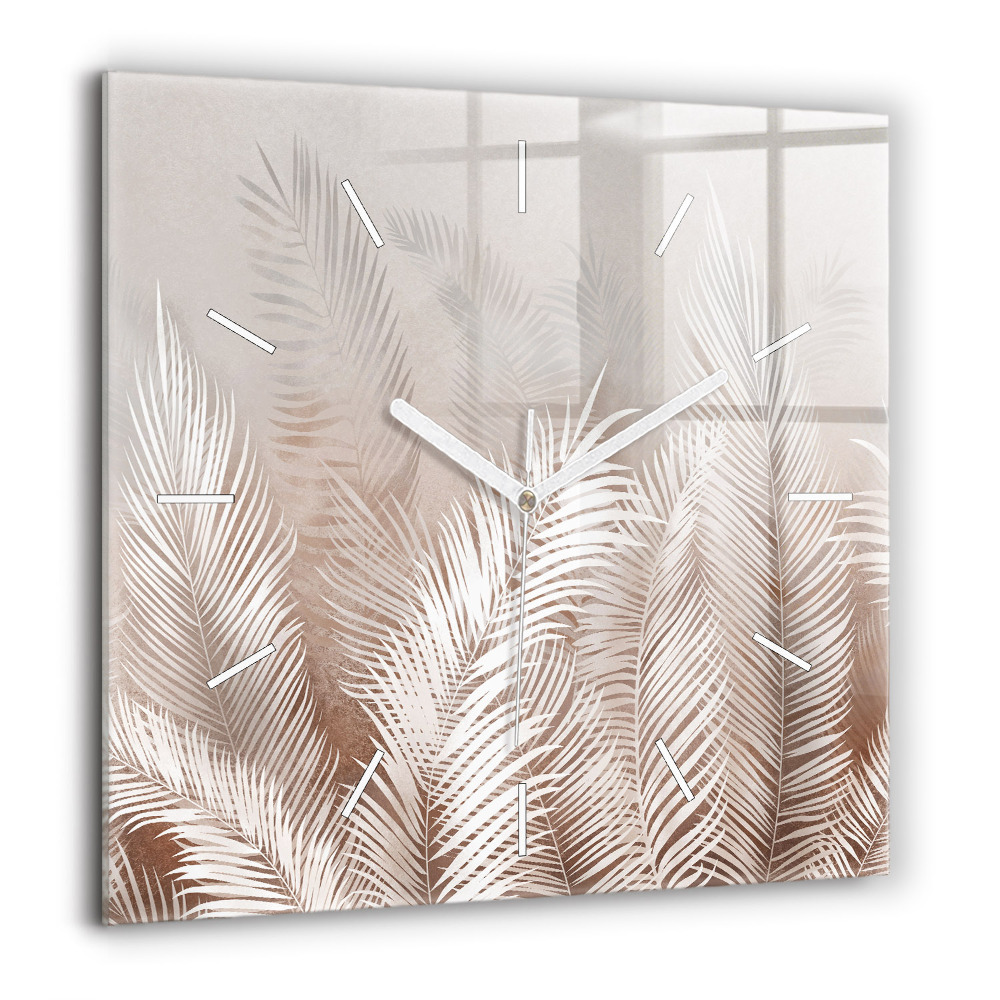 Négyzet alakú üvegóra 60x60 Trópusi boho levelek