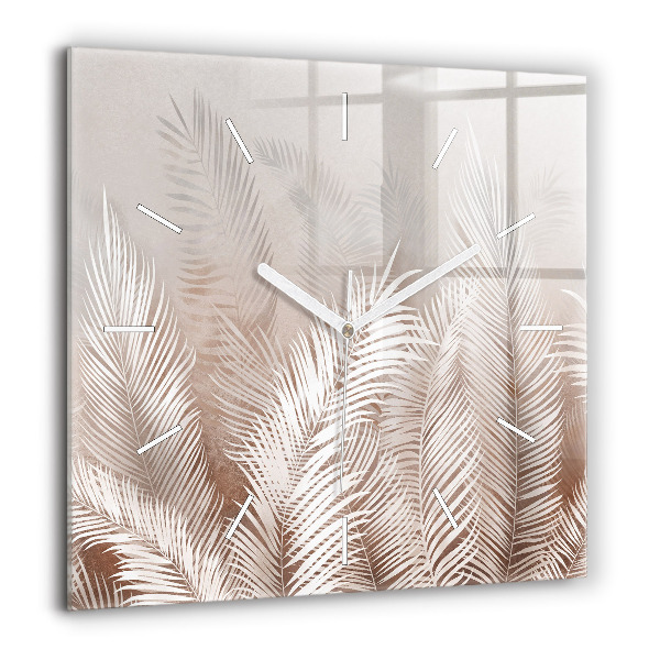 Négyzet alakú üvegóra 60x60 Trópusi boho levelek