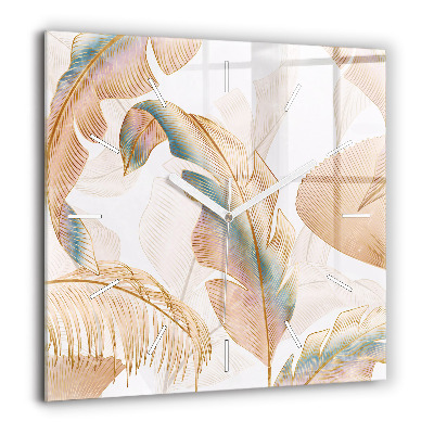 Szögletes üvegóra 60x60 Természet levélminta