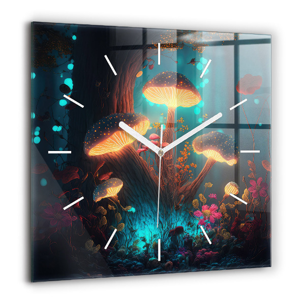 Szögletes üvegóra 60x60 Erdő és varázsgomba