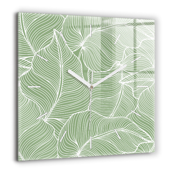 Négyzetes üvegóra 60x60 Természet levelek mintája