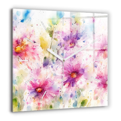 Szögletes üvegóra 60x60 Festett virágok és növények