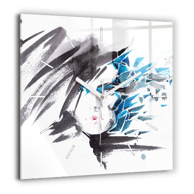 Szögletes fali üvegóra 60x60 Egy nő absztrakt arca