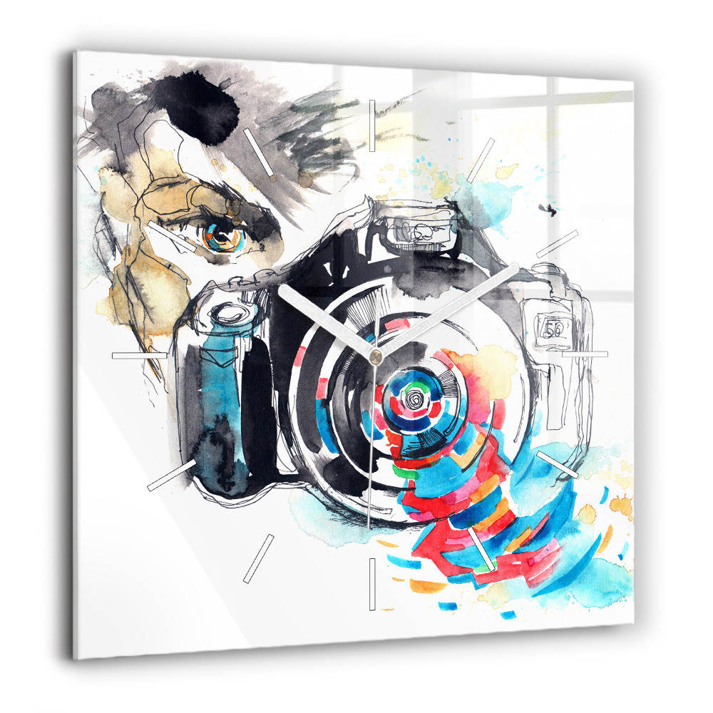 Négyzetes üvegóra 60x60 Női fotós
