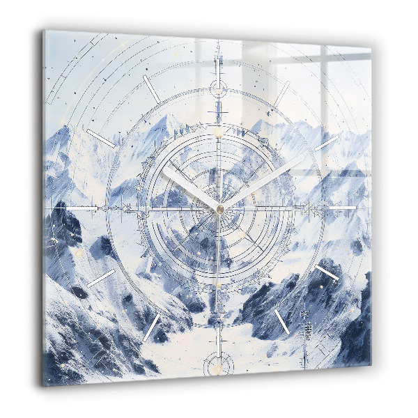 Szögletes fali üvegóra 60x60 Kék rajzok