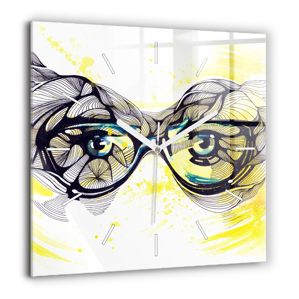 Szögletes üvegóra 60x60 Szemek szemüvegben