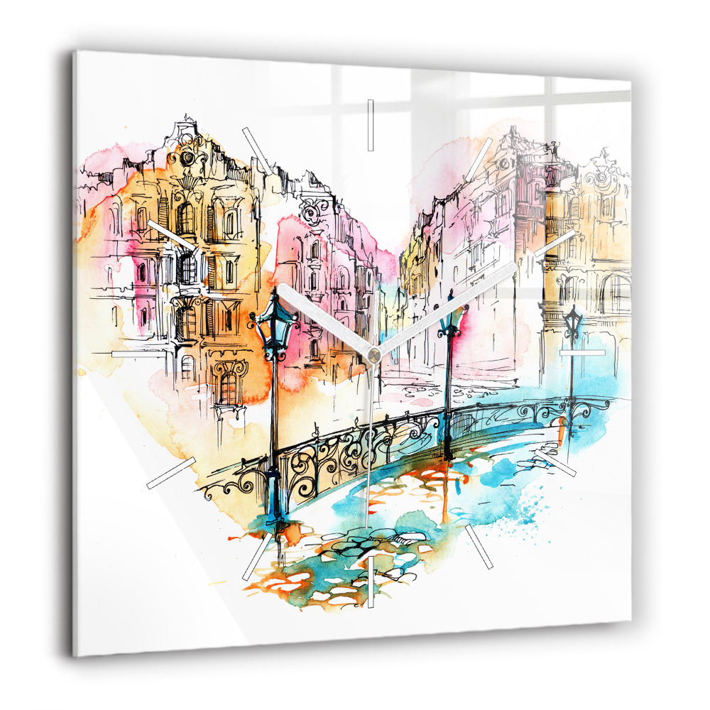 Négyzet alakú üvegóra 60x60 Festett építészet