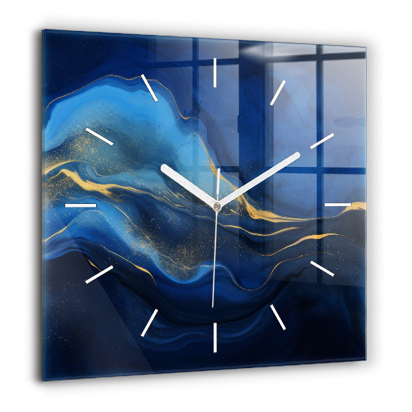 Négyzet alakú üvegóra 60x60 Kék márvány