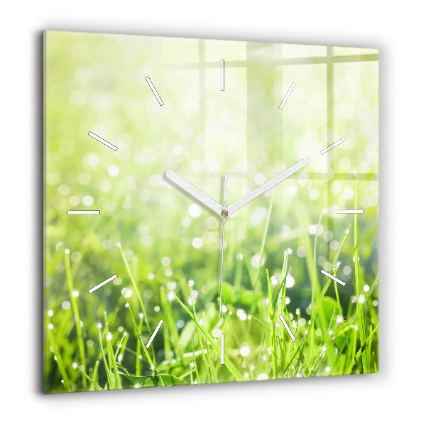 Szögletes üvegóra 60x60 Zöld fű