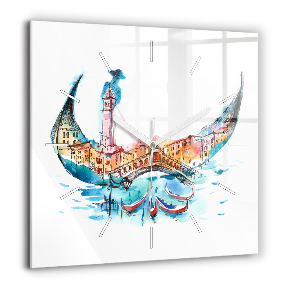 Négyzetes üvegóra 60x60 Olaszország - A velencei gondola