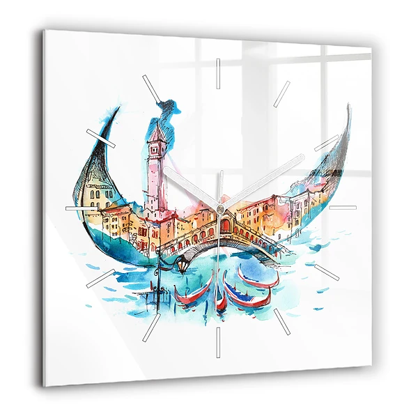 Négyzetes üvegóra 60x60 Olaszország - A velencei gondola