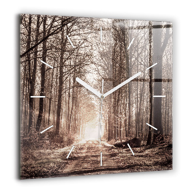 Szögletes üvegóra 60x60 Erdei ösvény szepiában