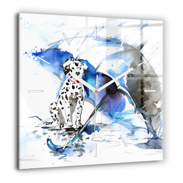 Négyzet alakú üvegóra 60x60 Dalmata és esernyő