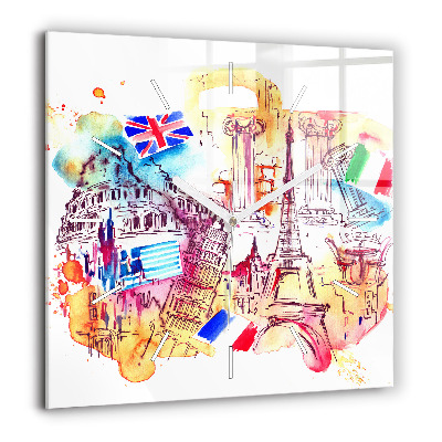 Négyzetes üvegóra 60x60 A világ vonzó országai