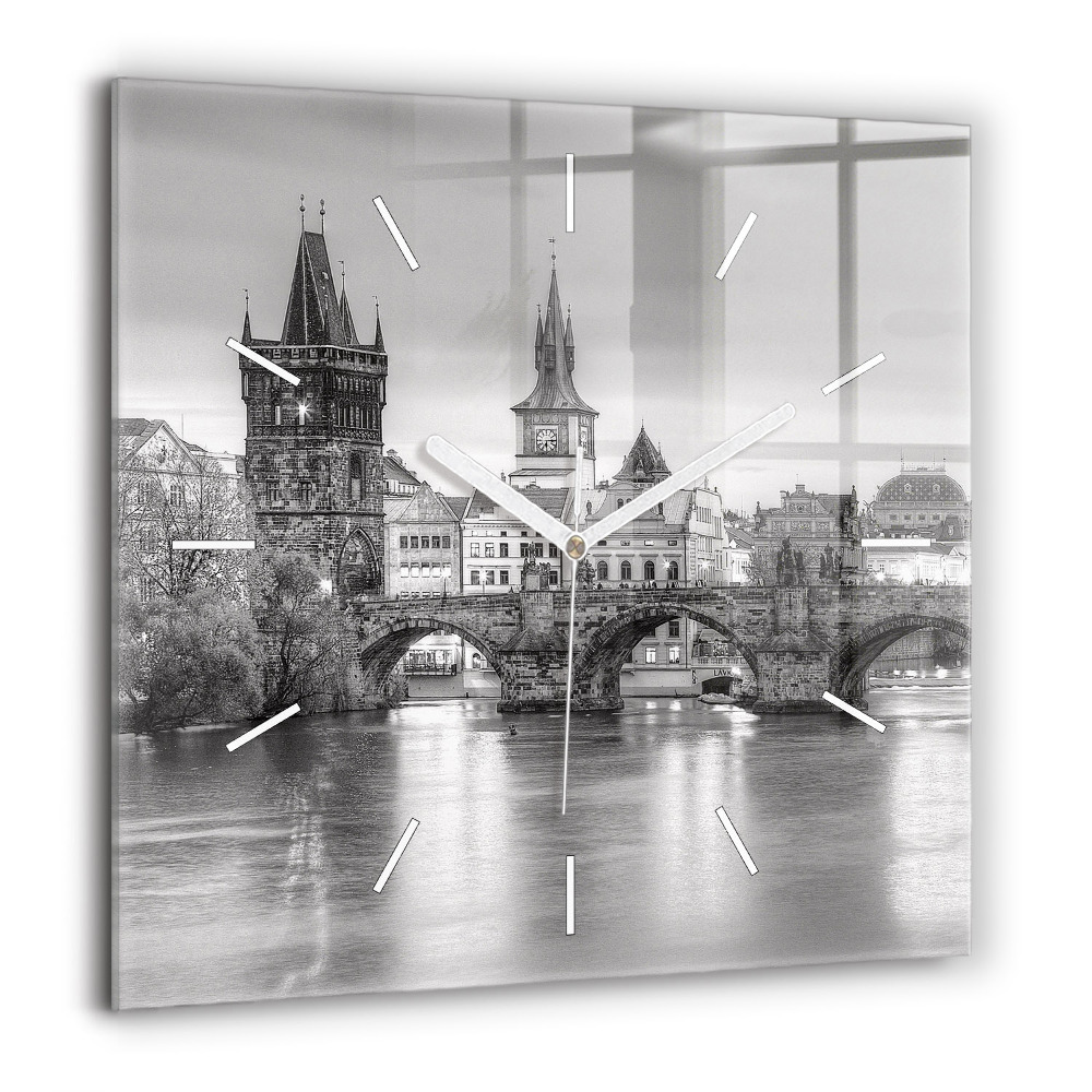 Szögletes üvegóra 60x60 Károly híd Prágában