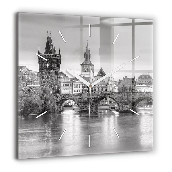 Szögletes üvegóra 60x60 Károly híd Prágában