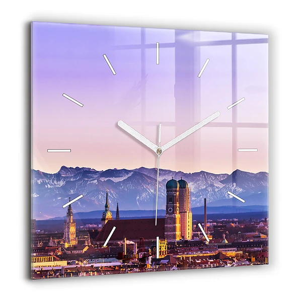 Négyzet alakú üvegóra 60x60 Német Alpok München