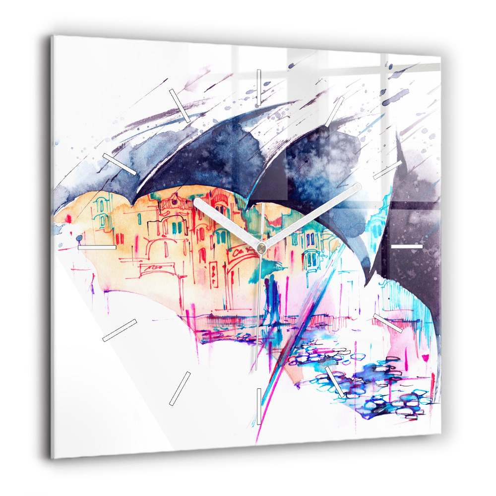 Szögletes üvegóra 60x60 Esőernyő és város