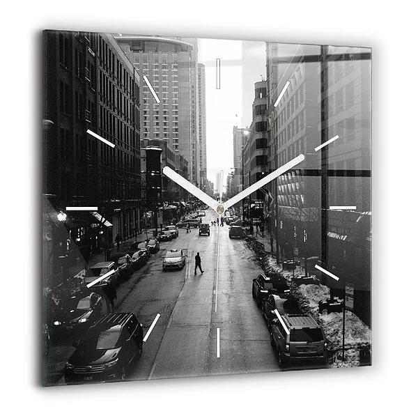 Szögletes fali üvegóra 60x60 Chicago város utcái