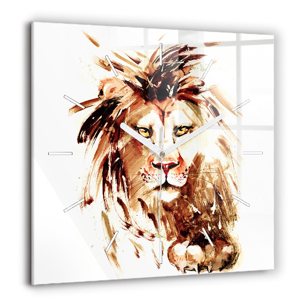 Négyzet alakú üvegóra 60x60 Illusztráció egy barna oroszlánról