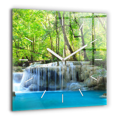 Négyzet alakú üvegóra 60x60 Vízesés az erdőben