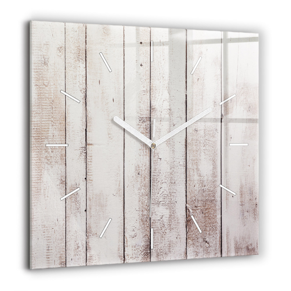 Szögletes üvegóra 60x60 Világos fa deszkák