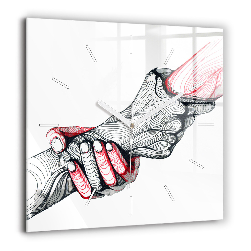 Szögletes üvegóra 60x60 Kézen fogva