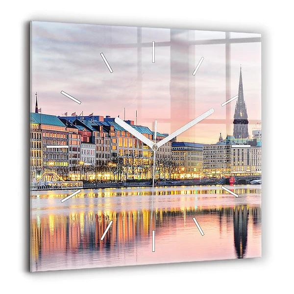 Szögletes üvegóra 60x60 Alster Hamburgban