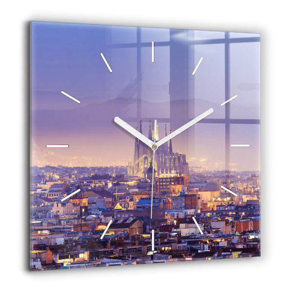Szögletes üvegóra 60x60 Barcelona látképe