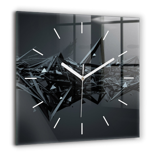 Szögletes üvegóra 60x60 Fekete absztrakció