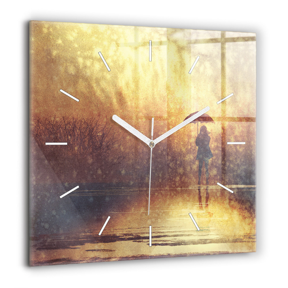 Szögletes fali üvegóra 60x60 nő esernyővel