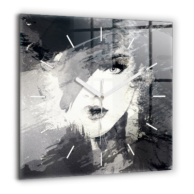 Négyzetes üvegóra 60x60 Nő - akvarell