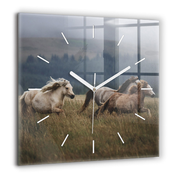 Szögletes fali üvegóra 60x60 Lovak galoppban