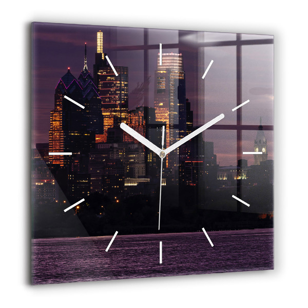 Szögletes fali üvegóra 60x60 Philadelphia látképe