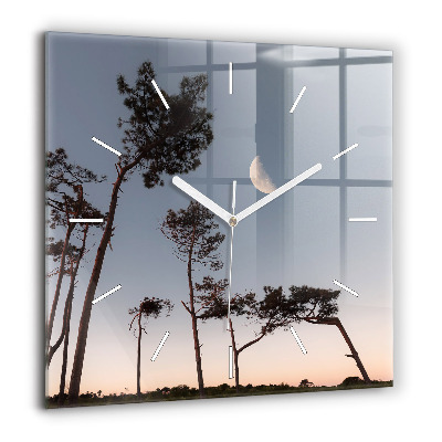 Négyzet alakú üvegóra 60x60 Félhold és fák