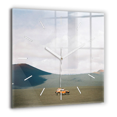 Négyzet alakú üvegóra 60x60 Járművek a kamcsatkai sivatagban