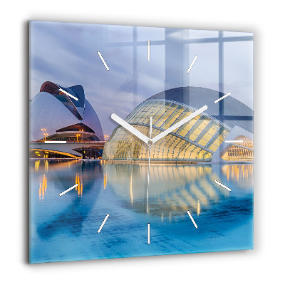 Négyzetes üvegóra 60x60 Városi naplemente