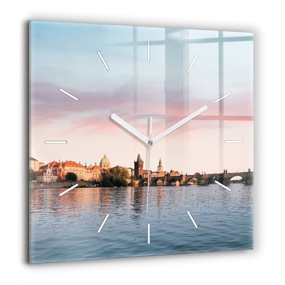 Négyzetes üvegóra 60x60 Károly-híd Prágában
