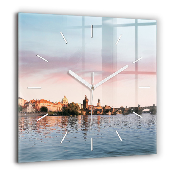 Négyzetes üvegóra 60x60 Károly-híd Prágában