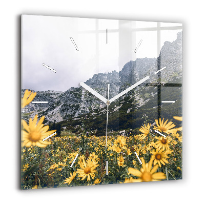 Szögletes fali üvegóra 60x60 Mező Virágok és növények a hegyekben