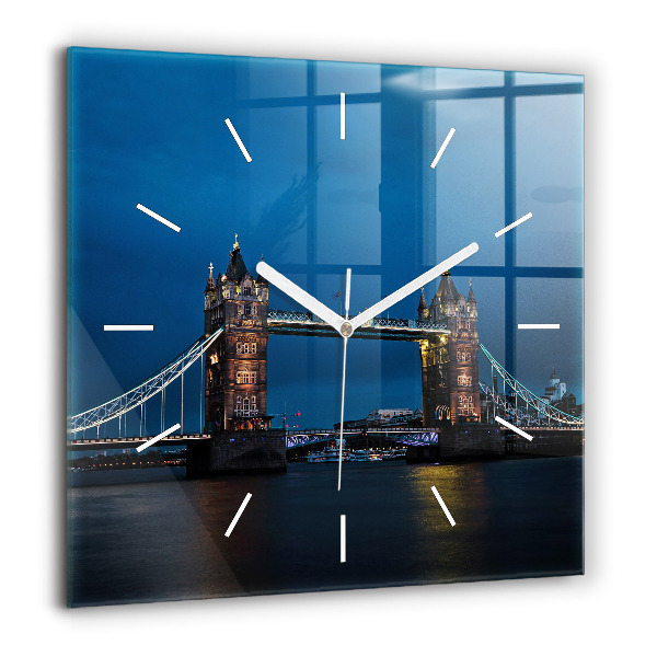 Négyzet alakú üvegóra 60x60 Tower Bridge London éjjel