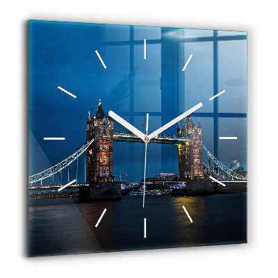 Négyzet alakú üvegóra 60x60 Tower Bridge London éjjel