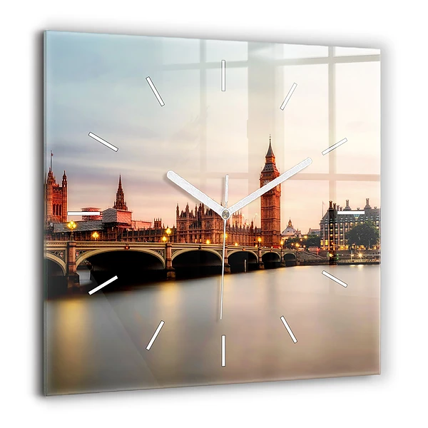 Szögletes fali üvegóra 60x60 Big Ben londoni égbolt