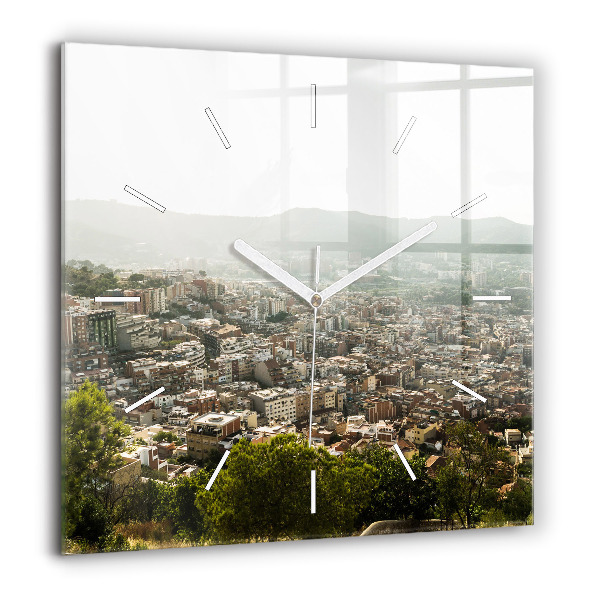 Négyzetes üvegóra 60x60 Barcelona kilátása a Montjuicra