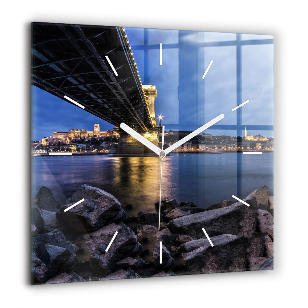 Szögletes fali üvegóra 60x60 Sziklás part a híd alatt