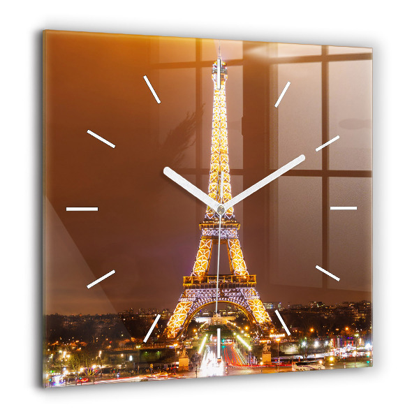 Szögletes üvegóra 60x60 Megvilágított Eiffel-torony